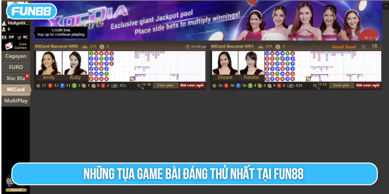 Những tựa game bài đáng thử nhất tại Fun88