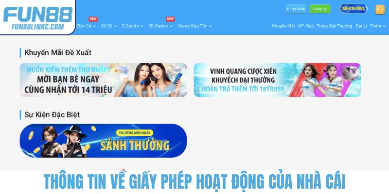 Thông tin về giấy phép hoạt động của nhà cái